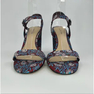 Gianni Bini Mckaria Jacquard Floral Block Heel Sandals Burgundy Blue 7.5 Wedding thumbnail 7