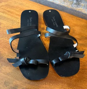 kate spade Black Leather Knot Toe Strappy Sandals Size 6 thumbnail 1