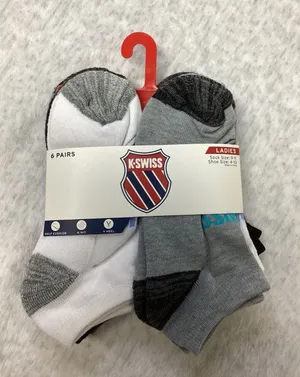 K-Swiss Womens 6 Pair Low Cut Ankle Socks White Grey Black K-NIT Cushioned w9-11 thumbnail 1