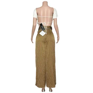 ELLIATT Bronte Polka Dot Wide Leg Pants, Caramel, XS thumbnail 11