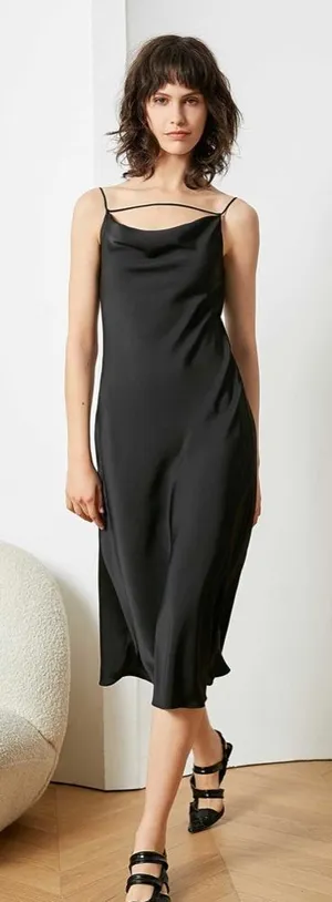NWT J.ING Satin Draped Slip Midi Dress thumbnail 1