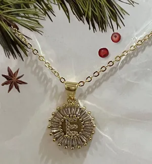 Nordstrom NWT Letter E - Mini Pave Alphabet Pendant Gold Necklace thumbnail 2