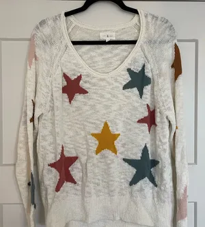 Lou & Grey V-Neck Sweater with Star Pattern - Multicolor thumbnail 1
