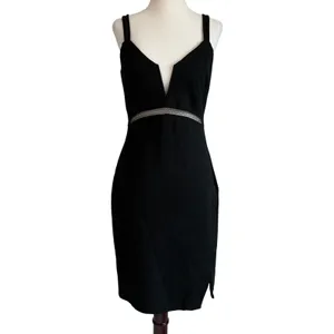 DO+BE Womens Black V-Neck Bodycon Mini Dress GY0272‎ Size M LBD Cocktail Party thumbnail 2