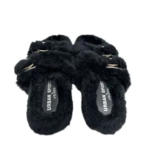 Urban Sports by‎ J/Slides Slippers Size 7 Black Faux Fur Slip On Winter Shoes thumbnail 5