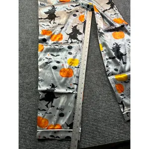 Halloween Satin Pajama Set Witches Pumpkins Ghosts Silver XL Short Sleeve Pants thumbnail 5