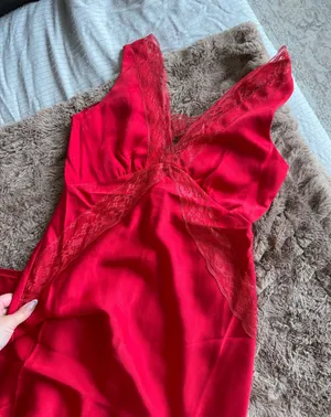 Red Satin Dress Size M thumbnail 1