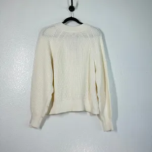 NWT L Cream V-neck sweater A New Day chunky ribbed knit pullover oversized thumbnail 7