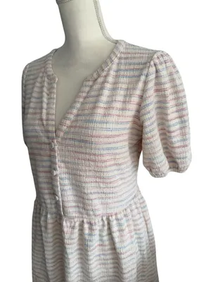 ANN TAYLOR LOFT Multicolor Striped Button Dress Size Small thumbnail 2