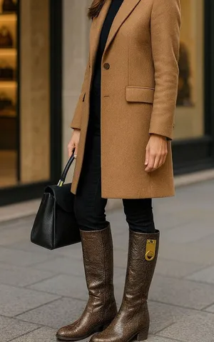 Stuart Weitzman Brown Leather Tall Boots – Brass Ring Hardware – Size 6 thumbnail 1