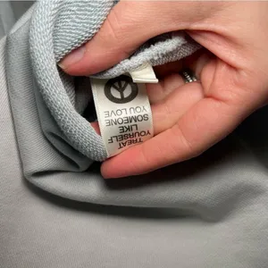 Madhappy cropped blue grey sweatshirt hoodie Raw hem Stiching medium thumbnail 6