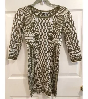 Gold Embroidered Form Fitting Dress thumbnail 1