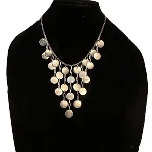 Vintage silver tone pyramid bib necklace thumbnail 1