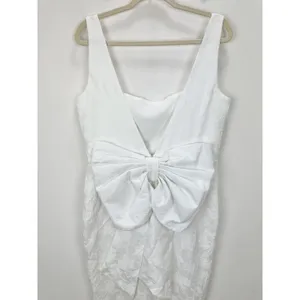NEW Lulus Exceptional Vision White Jacquard Removable Bow Jumpsuit Bridal XL thumbnail 7
