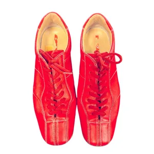 Prada Vintage Red Leather Sneakers Women’s Size 38 Italy Designer Low Top REPAIR thumbnail 4