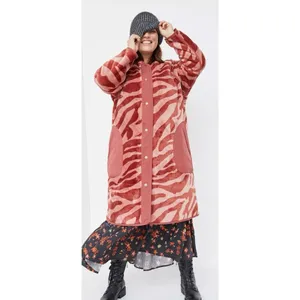 Anthropologie Margot Sherpa Reversible Zebra Print Red Coat Size Small thumbnail 2