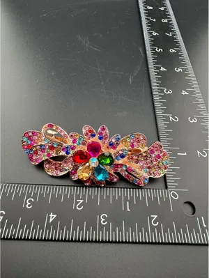 Multicolor Rhinestone Flower Hair Clip Barrette thumbnail 3