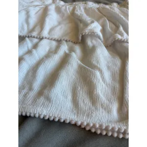 Sim & Sam Womens White Strapless Smocked Tiered Ruffle Pom Pom‎ Trim Tube Top S thumbnail 4