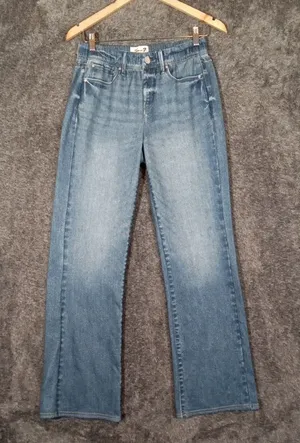 Seven7 Women's Wide Leg Illusion Denium Jean Stretchy Mid Rise Womens Xs thumbnail 1