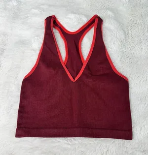 FP Movement Free People Ribbed Crop Tank Burgundy Red Racerback Activewear thumbnail 1