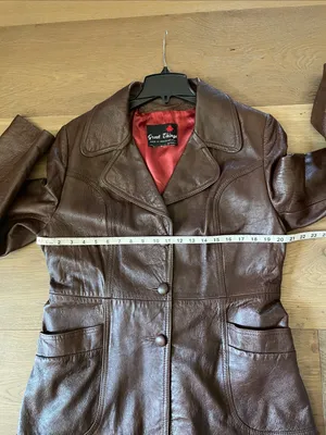 Great Things Vintage Chocolate Brown Genuine Leather Long Coat Jacket Size Large thumbnail 11