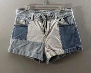 Pacsun Women Denim Blue Patched Mom Shorts‎ Y2K size 25 thumbnail 1