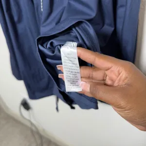 SHE + SKY Women Cotton Preppy Shirt Dress Small Navy Smocked Waist Striped Trim thumbnail 6