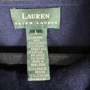 Lauren Ralph Lauren Merino Wool Cashmere Angora‎ Rabbit Sweater Size L Blue Soft thumbnail 5