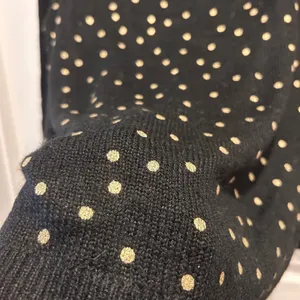 LOFT Black Gold Metallic Polka Dot V-Back Long Sleeve Sweater Size L NWT Festive thumbnail 3