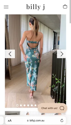Billy J Floral Green Satin Strapless Midi Dress Wedding thumbnail 2