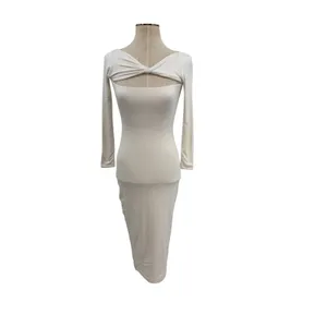 SER.O.YA Irene Twist Cutout Midi Dress White Long Sleeve Bodycon Size XS‎ thumbnail 3