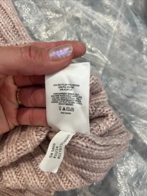 Express Cable Knit Long Sleeve sweater Dress - Pale Pink size large. thumbnail 5
