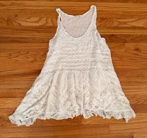 Intimately Free People Polka Dot Lace Ruffle slip Tank Top Small White Boho thumbnail 1
