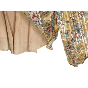 Mittoshop Gold Floral Boho Festival babydoll Long sleeve top Large‎ Metallic thumbnail 7