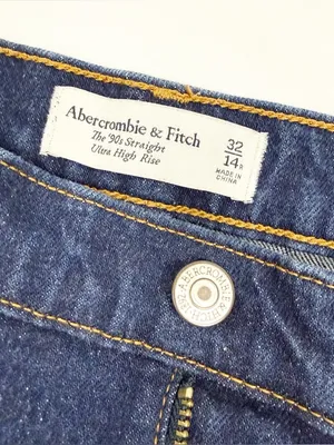 Abercrombie & Fitch Ultra High Rise 90s Straight Jean Dark Wash Blue thumbnail 14