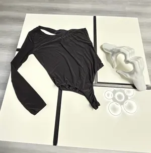 Saint Laurent One-Shoulder Long Sleeve Cutout Bodysuit in Black - Size M thumbnail 3