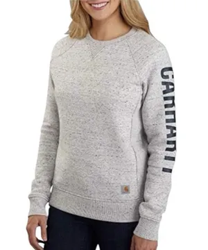 Carhartt Relaxed Fit Women’s Crewneck Sweatshirt Gray Logo Small thumbnail 1