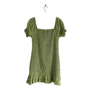 Faithfull The Brand Cette Linen Smocked Mini Dress lime Green Size 4 Coquette thumbnail 4