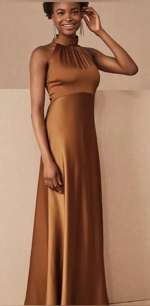 BHLDN Cortland Esme Charmeuse Formal Satin Gown Sz‎ 16 in Cinnamon NEW thumbnail 1