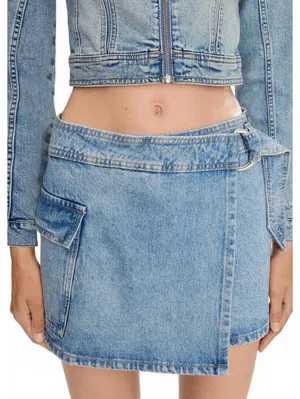 Mango Cotton Denim Skort NWT Medium Blue Small thumbnail 8