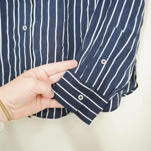J. Crew Size Small Navy Blue White Striped Long Sleeve Button Down Shirt Sample thumbnail 3