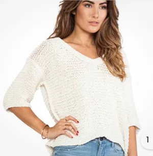 Free People Park Slope Cream V-Neck Cabincore Knit Sweater Medium. thumbnail 1