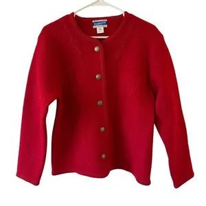 Pendleton Long Sleeve Embroidered Wool Cardigan Sweater Red Women's Size Small thumbnail 1