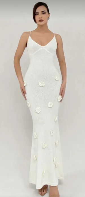 SHEIN White Floral Embellished Maxi Dress Small thumbnail 1