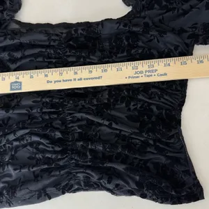 Black‎ Velvet Burnout Ruched Mesh Top Sweetheart Neck Whimsigoth Sheer Steampunk thumbnail 4