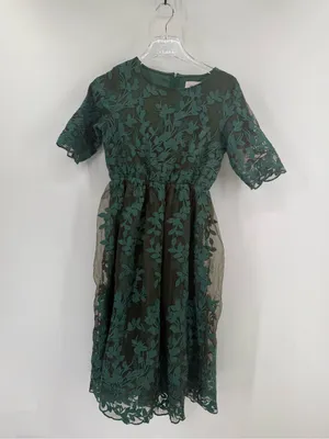 JESSAKAE Eve‎ Wintergreen Dress Floral embroidered midi forest green size small thumbnail 3
