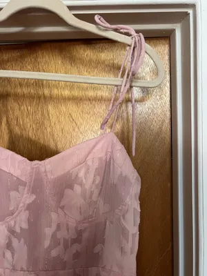 Lulus spaghetti strap pink floral textured dress thumbnail 3