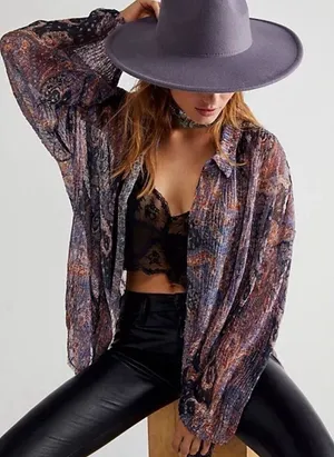 Free people My Best Top Sheer Paisley Tunic Medium thumbnail 1
