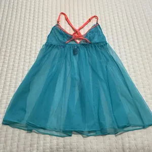 Victoria’s Secret Sheer Blue Coral Neon Lace Mesh Babydoll Lingerie Sz S Small thumbnail 11