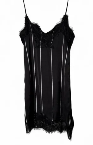 Mango Black and White Striped Lace Chemise thumbnail 6